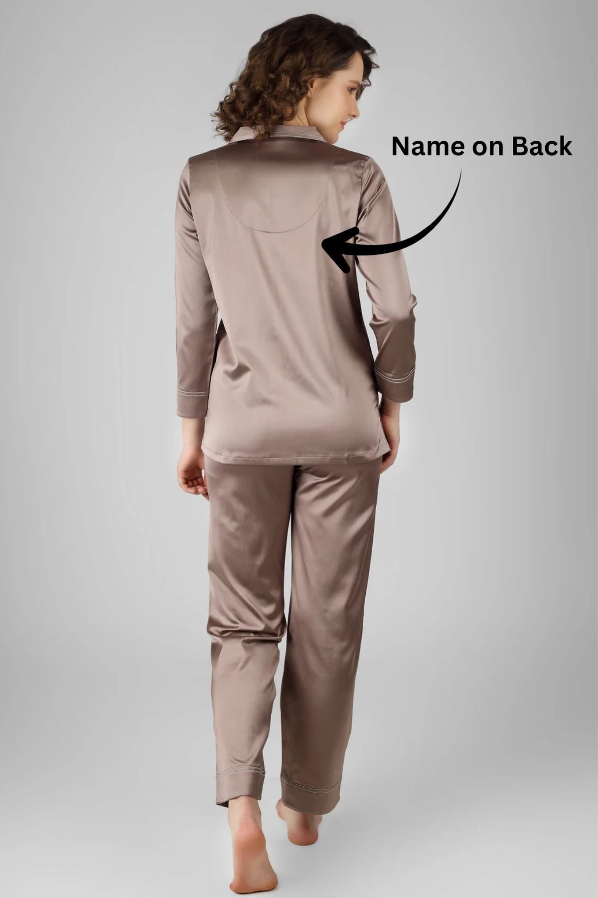 Mink Brown Satin Pyjama Set