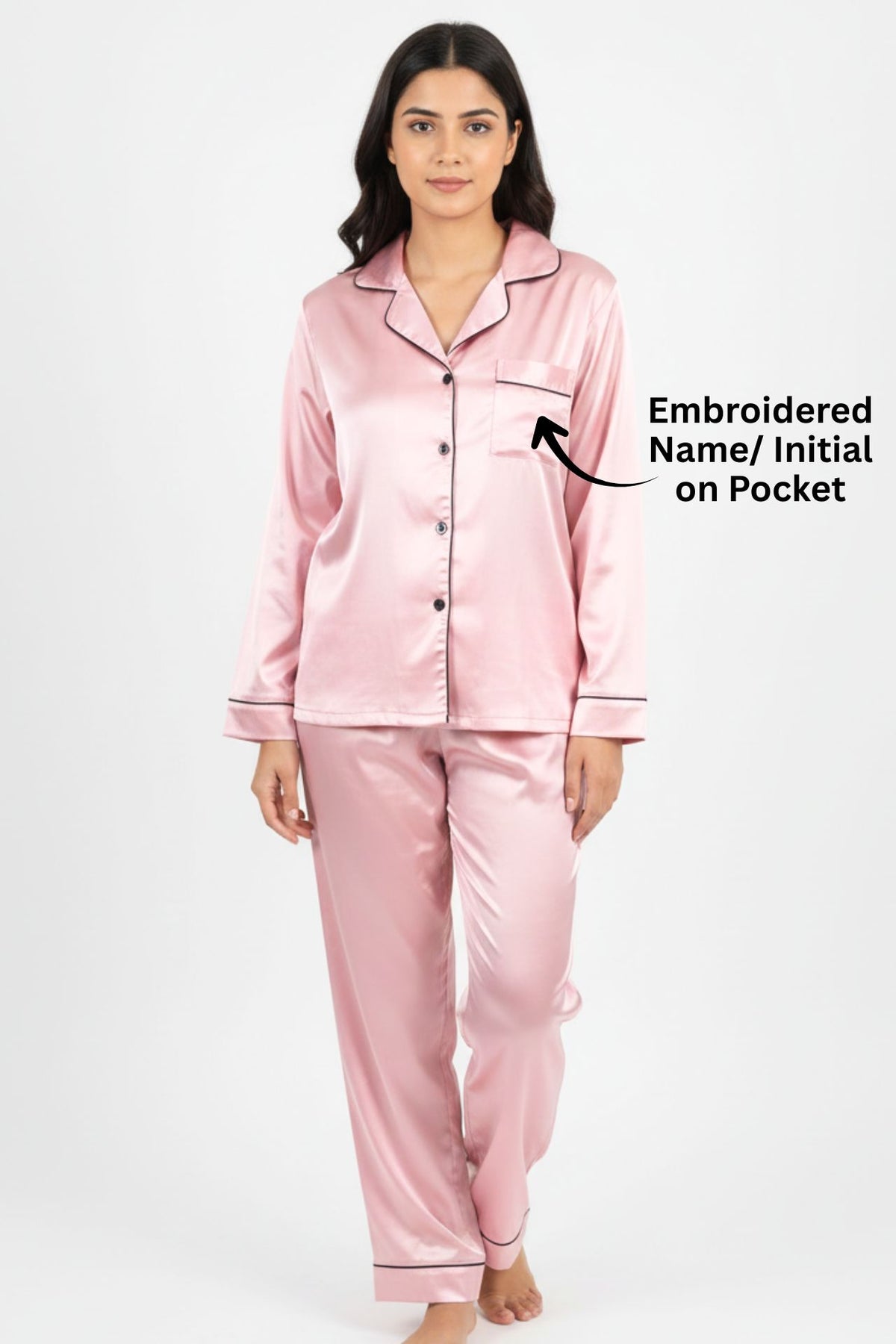 Blush Pink Satin Pyjama Set