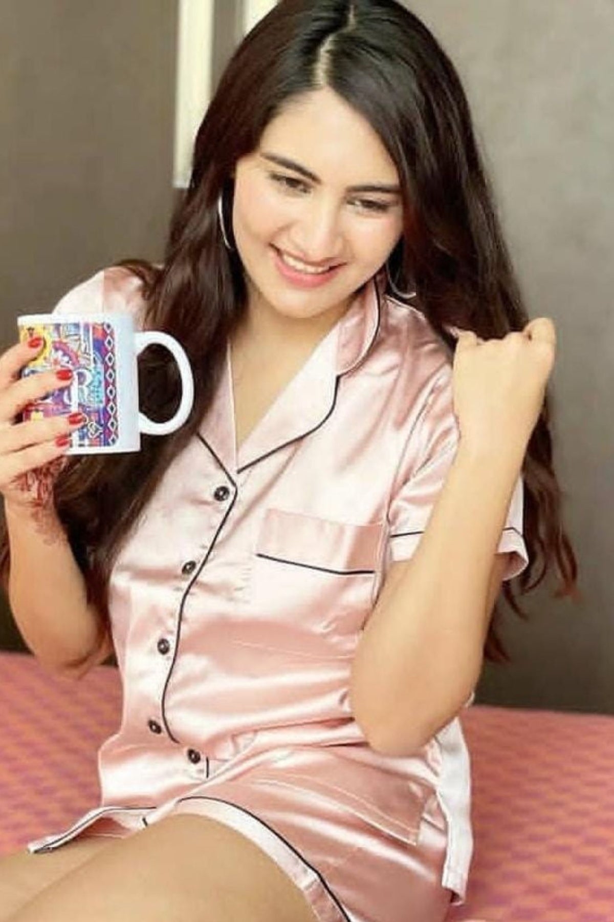 Rose Pink Satin Shorts Set