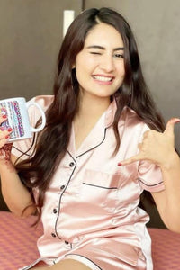 Rose Pink Satin Shorts Set