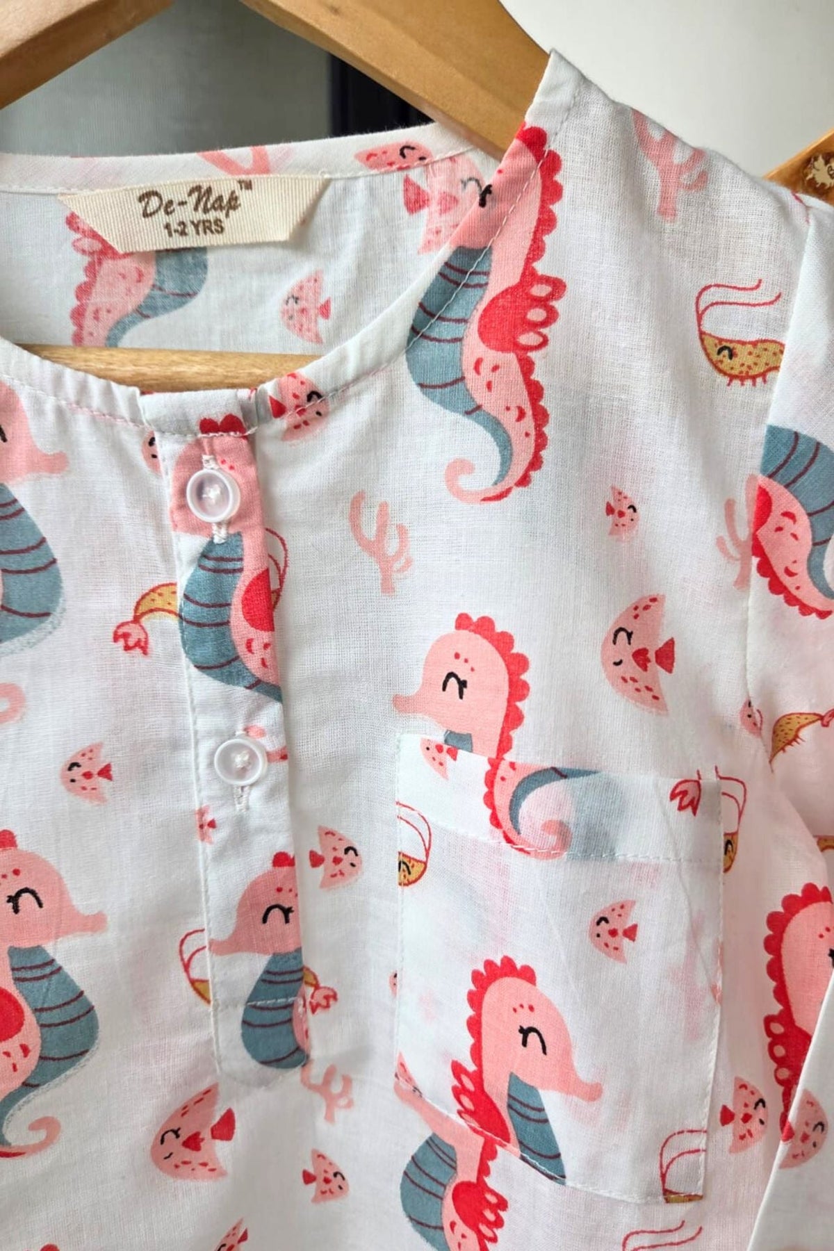 Seahorse Soiree Mul Kurta Pyjama Set Girls / Boys - De - Nap.in - Nightwear