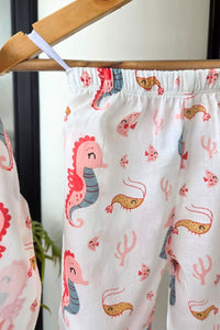 Seahorse Soiree Mul Kurta Pyjama Set Girls / Boys - De - Nap.in - Nightwear
