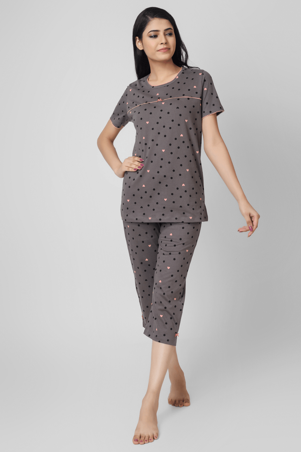 Shyaway Lapis Green 3/4 Sleeve Nightwear Capri Set [Nautica Sleepwear] カプリ Wvn Pld Capri レディース