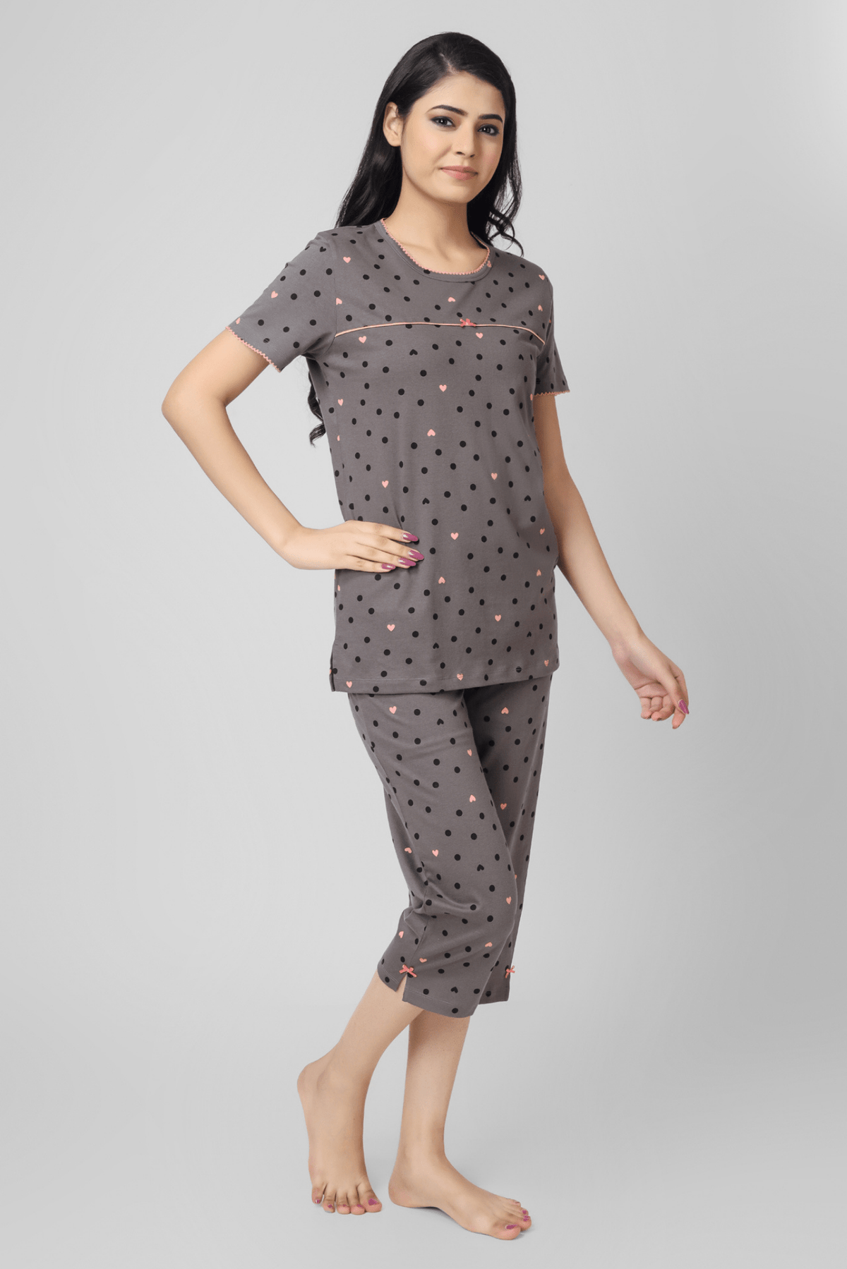 Sweetheart Polka Capri Set - De - Nap.in - Nightwear
