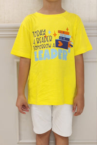Today A Reader Tomorrow A Leader Yellow T-Shirt For Boys - De - Nap.in - Nightwear