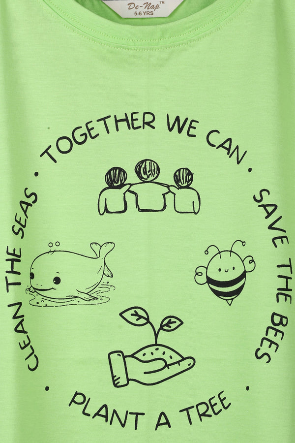 Together We Can Save The Bees Plant A Tree Clean The Seas Green T-Shirt For Boys - De - Nap.in - Nightwear