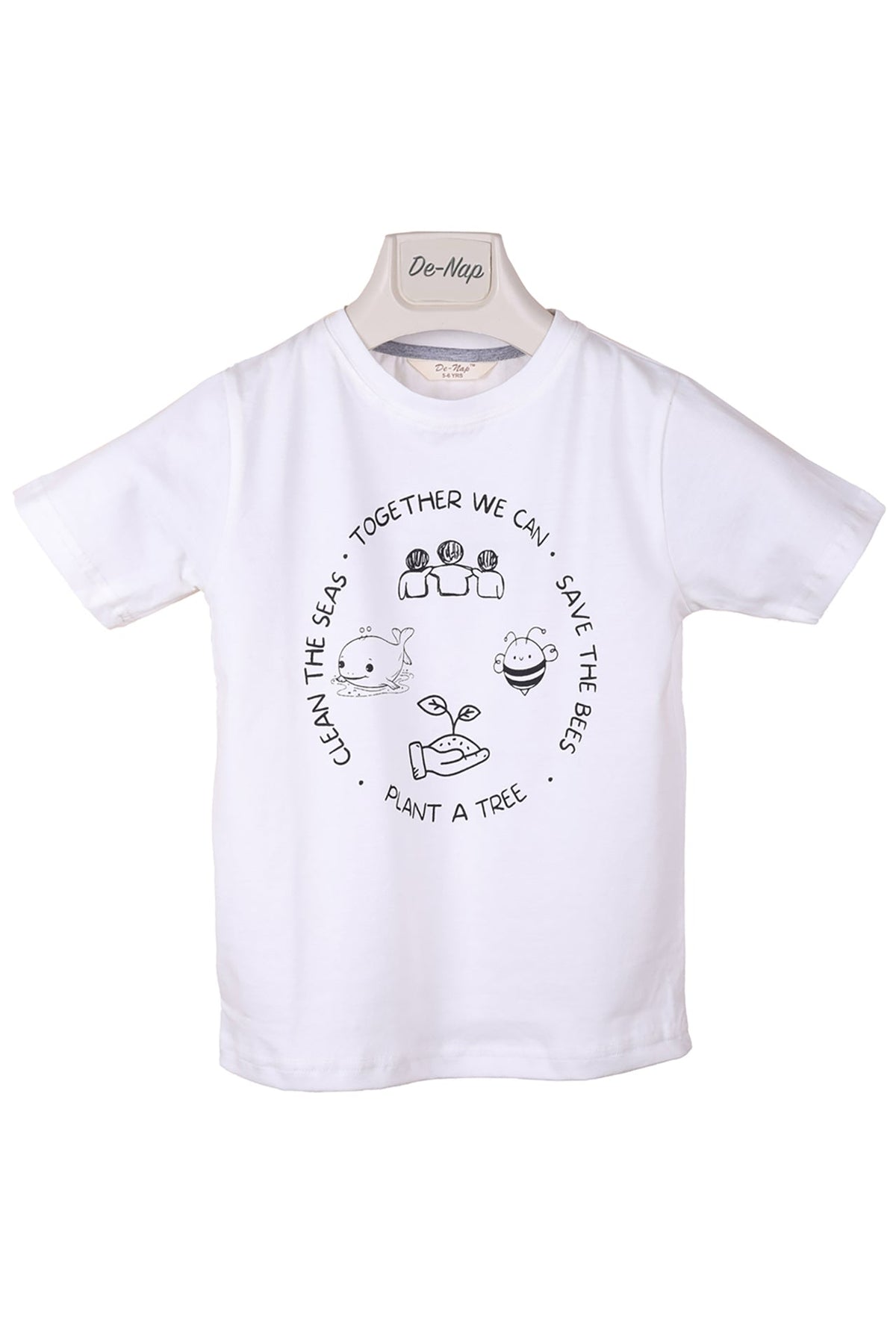 Together We Can Save The Bees Plant A Tree Clean The Seas White T-shirt For Boys - De - Nap.in - Nightwear