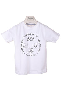 Together We Can Save The Bees Plant A Tree Clean The Seas White T-shirt For Boys - De - Nap.in - Nightwear