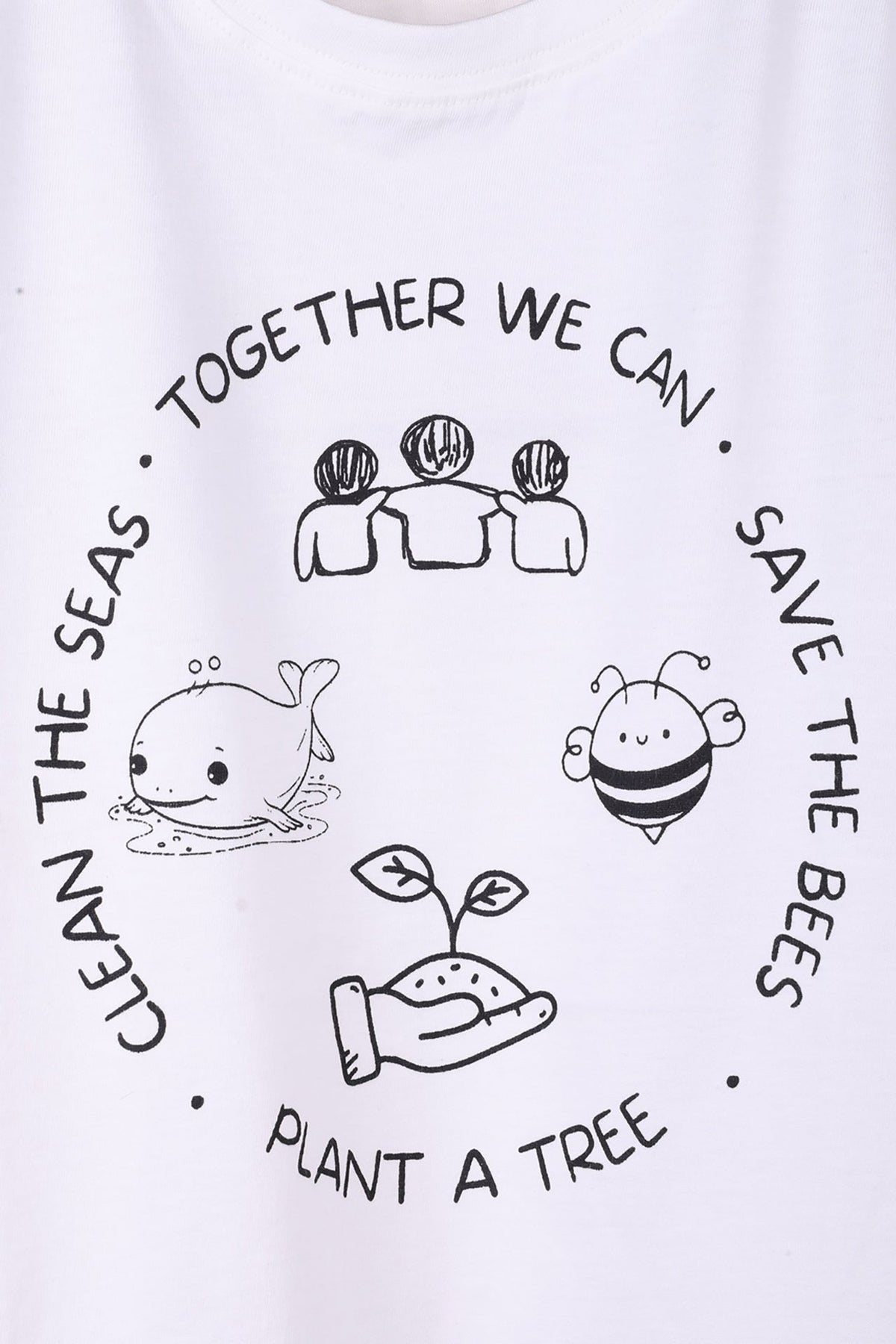 Together We Can Save The Bees Plant A Tree Clean The Seas White T-shirt For Boys - De - Nap.in - Nightwear