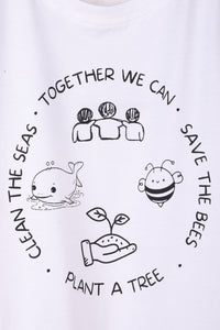 Together We Can Save The Bees Plant A Tree Clean The Seas White T-shirt For Boys - De - Nap.in - Nightwear