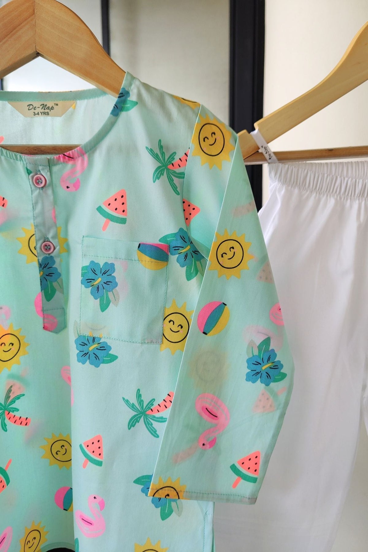 Tropical Glow Kurta Pyjama Set for Girls / Boys - De - Nap.in - Nightwear