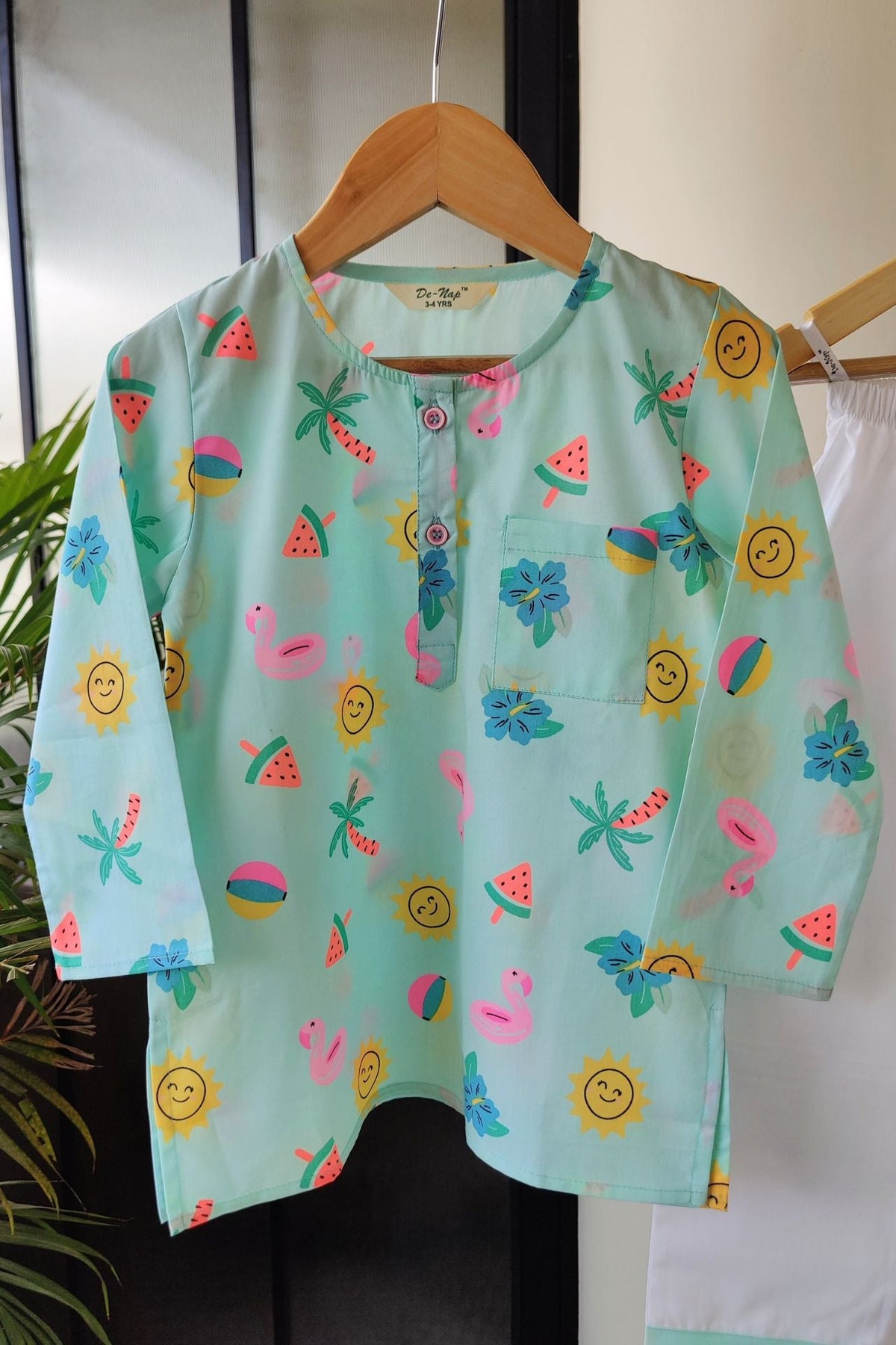 Tropical Glow Kurta Pyjama Set for Girls / Boys - De - Nap.in - Nightwear