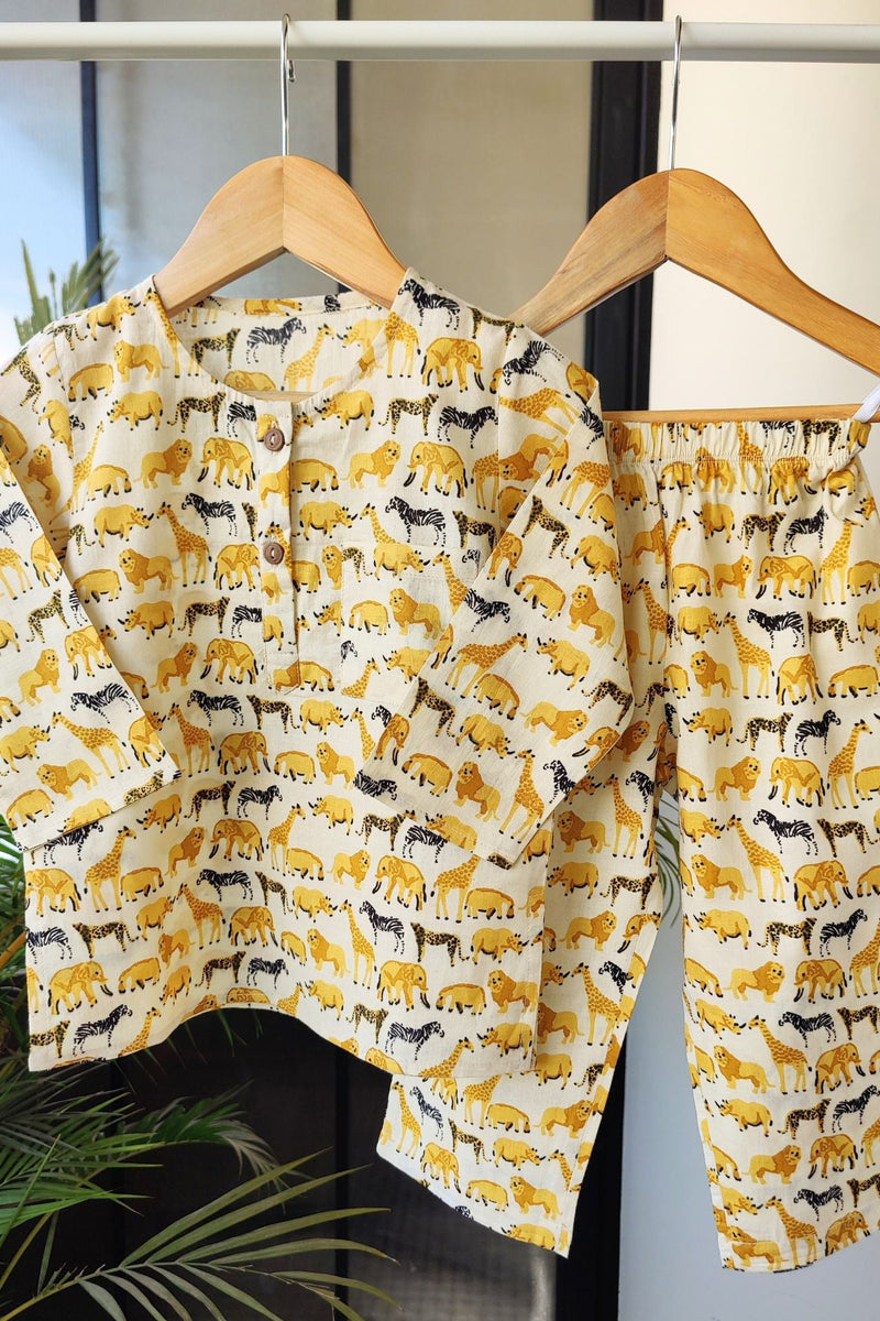 Wild Wonders Mul Kurta Pyjama Set Girls / Boys - De - Nap.in - Nightwear