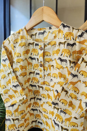 Wild Wonders Mul Kurta Pyjama Set Girls / Boys - De - Nap.in - Nightwear