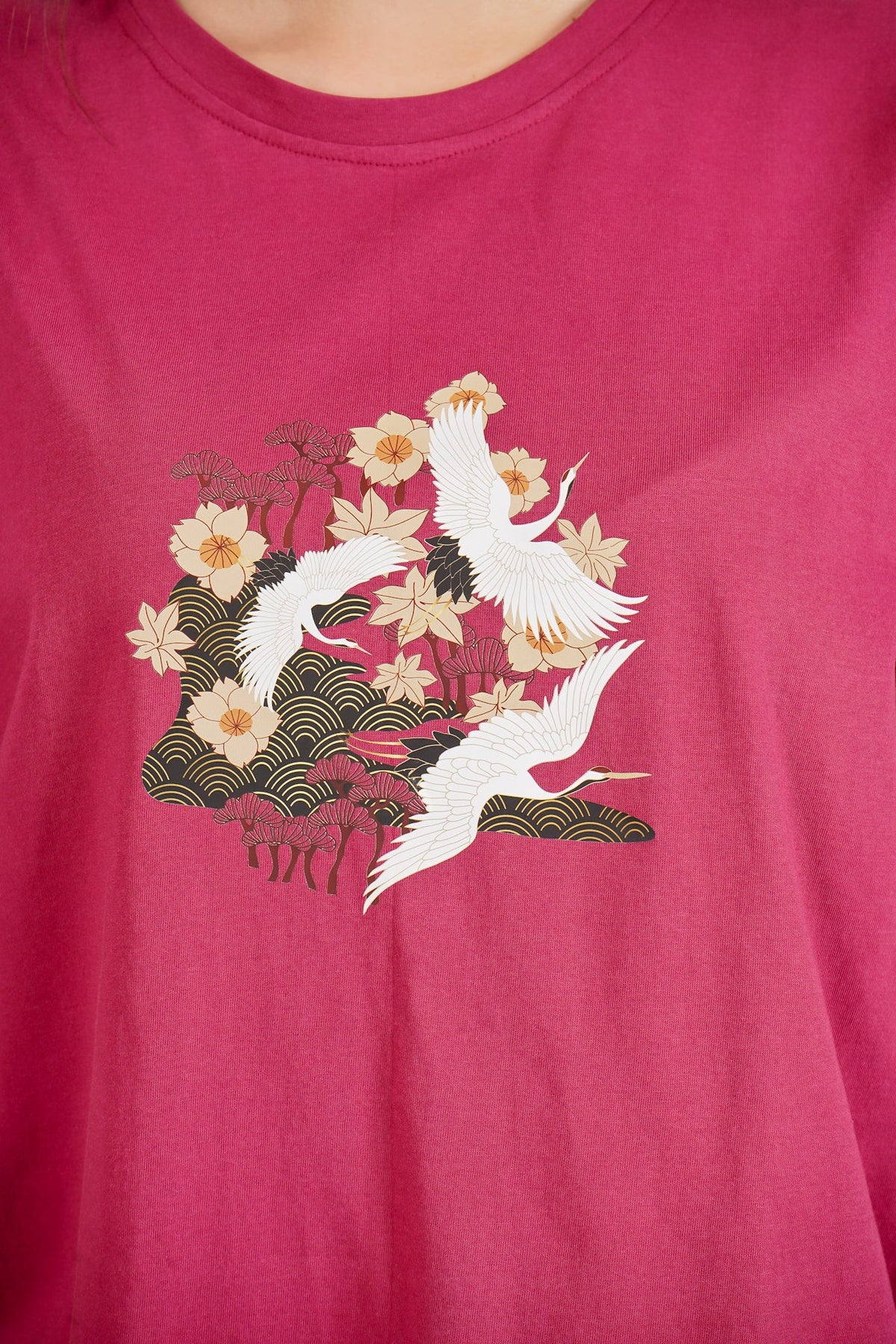 Wine Japanese Bird Pyjama Set - De - Nap.in - Nightwear