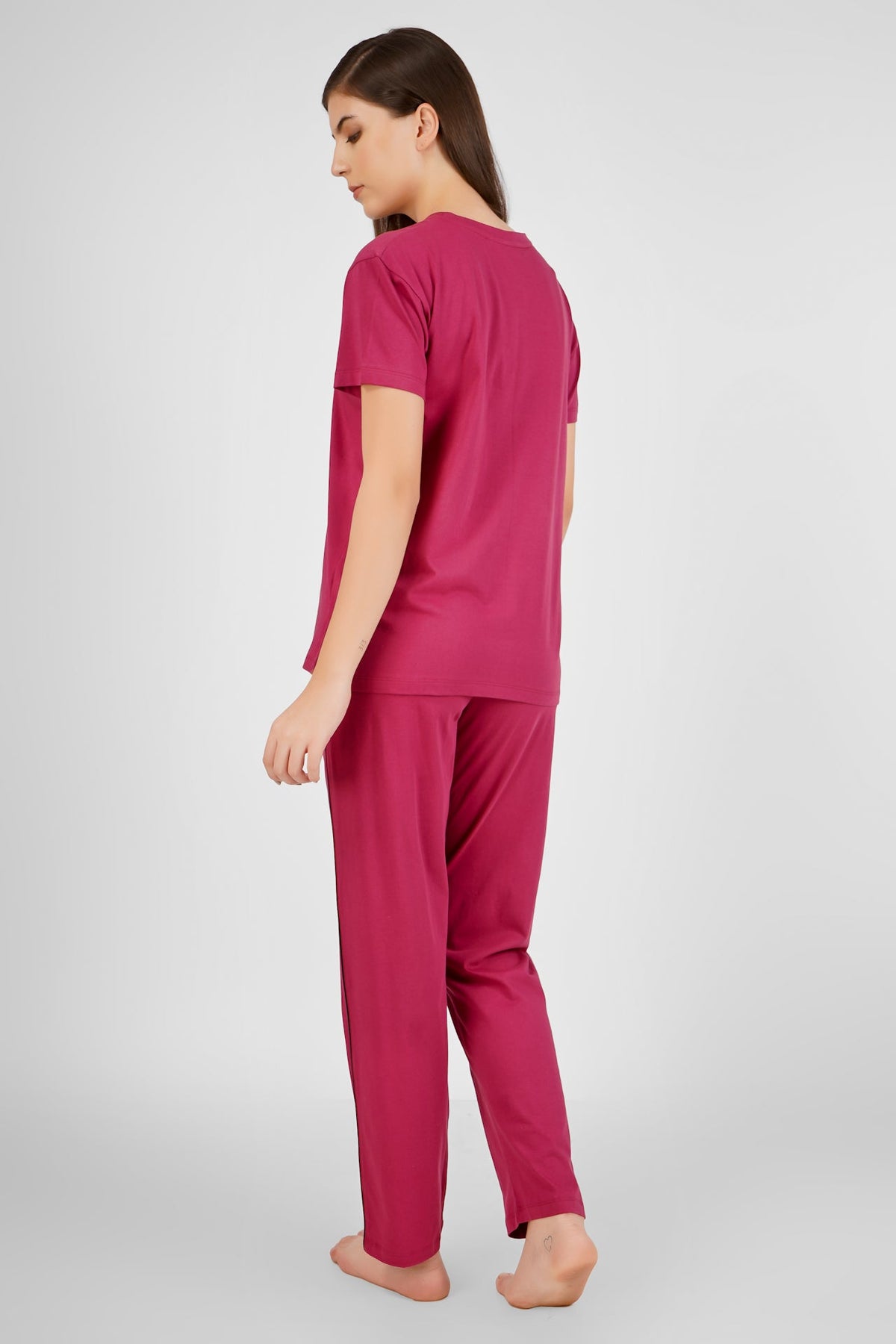 Wine Japanese Bird Pyjama Set - De - Nap.in - Nightwear