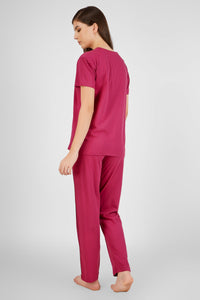 Wine Japanese Bird Pyjama Set - De - Nap.in - Nightwear