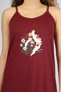Wine Japnese Nightdress - De - Nap.in - Nightwear