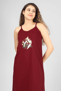 Wine Japnese Nightdress - De - Nap.in - Nightwear