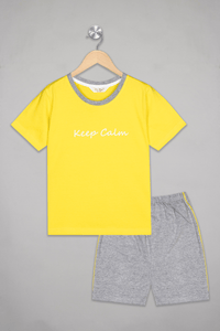 Yellow Keep Calm Shorts Set - De - Nap.in - Nightwear