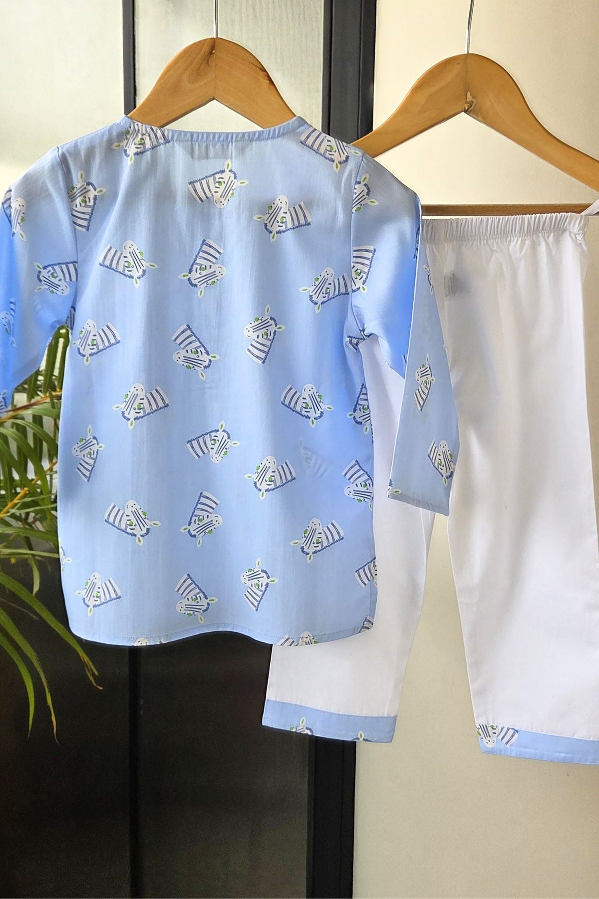 Zebra Zing Blue Kurta Pyjama Set Girls / Boys - De - Nap.in - Nightwear