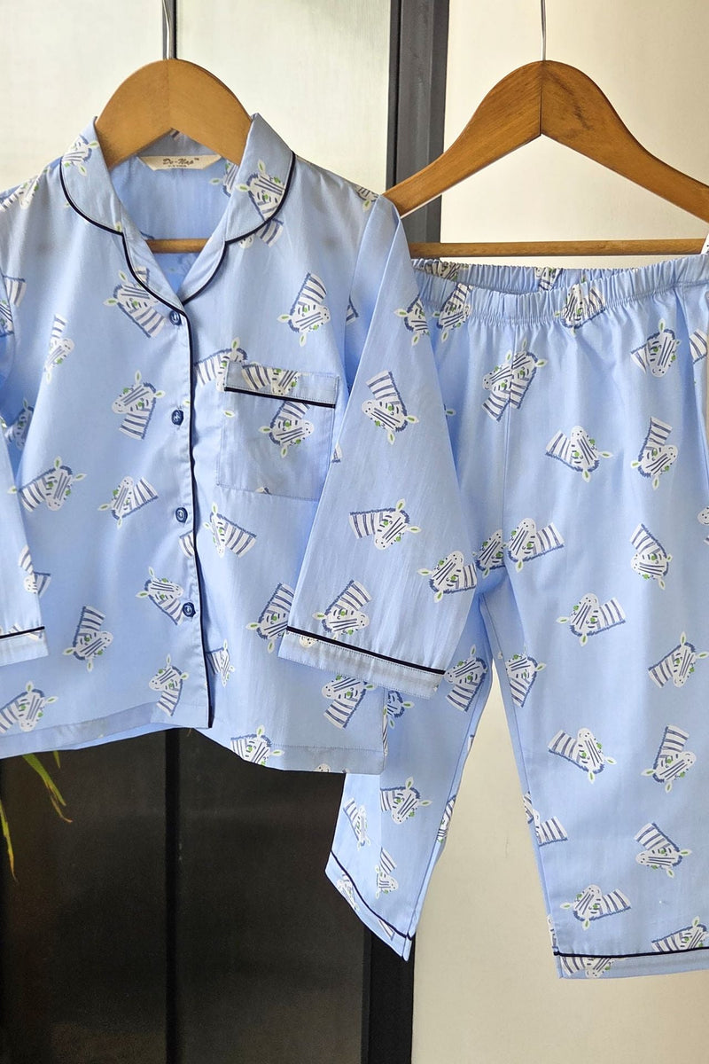 Zebra Zing Blue Pyjama Set - De - Nap.in - Nightwear