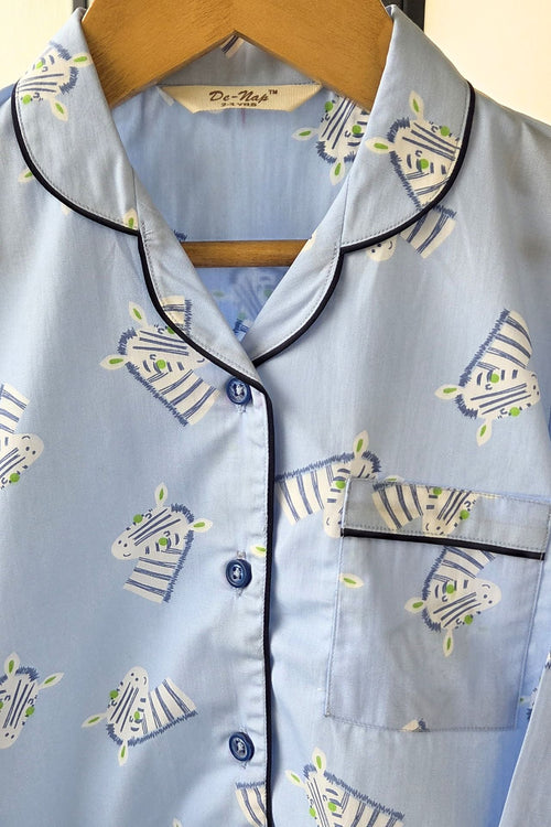 Zebra Zing Blue Pyjama Set - De - Nap.in - Nightwear