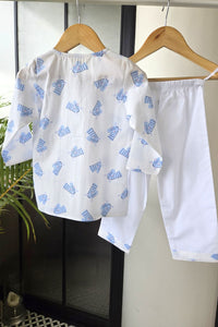 Zebra Zing White Kurta Pyjama Set Girls / Boys - De - Nap.in - Nightwear