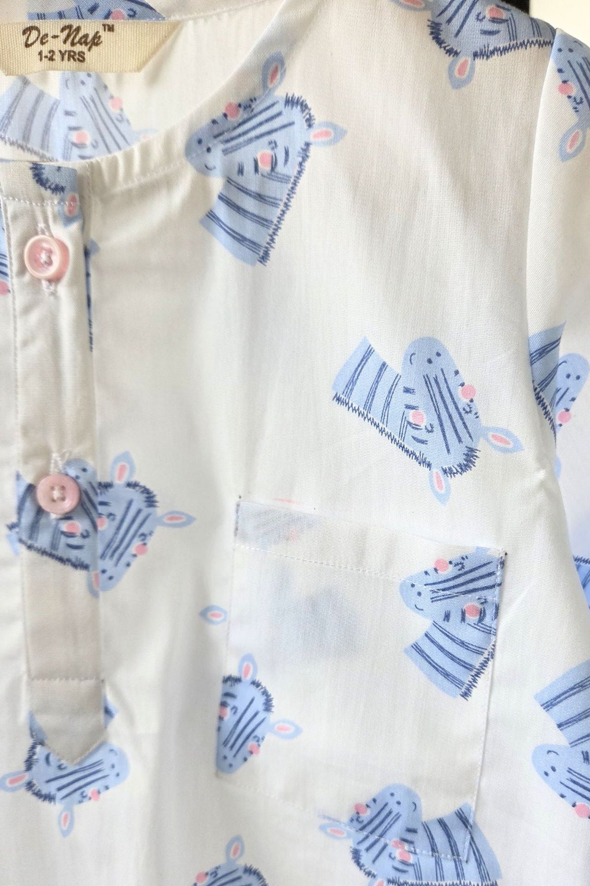 Zebra Zing White Kurta Pyjama Set Girls / Boys - De - Nap.in - Nightwear