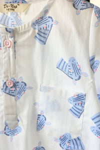 Zebra Zing White Kurta Pyjama Set Girls / Boys - De - Nap.in - Nightwear