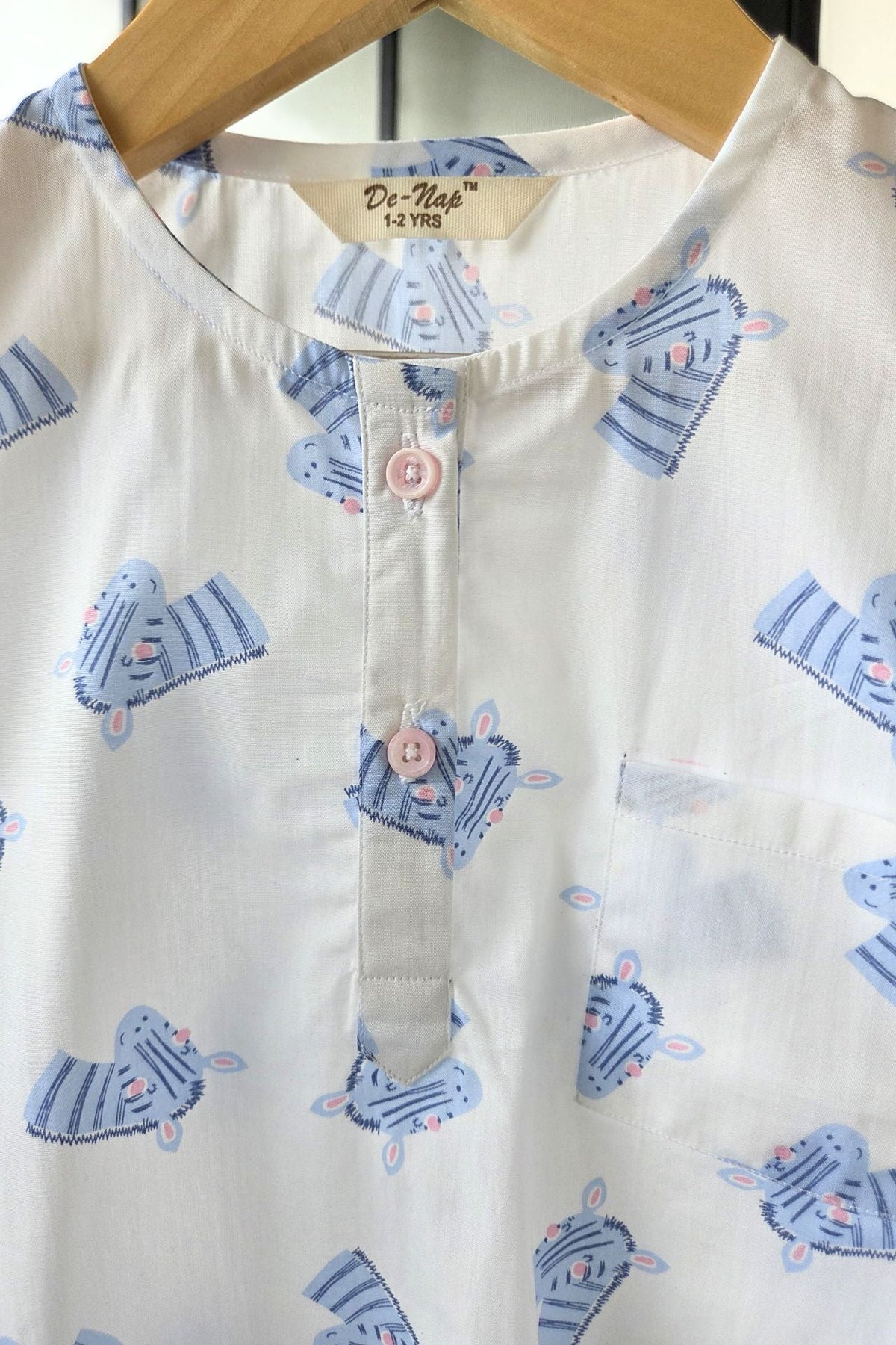 Zebra Zing White Kurta Pyjama Set Girls / Boys - De - Nap.in - Nightwear