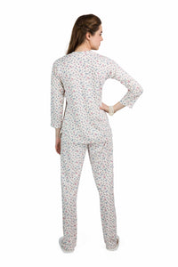 Beige Tiny Floral Pyjama Set