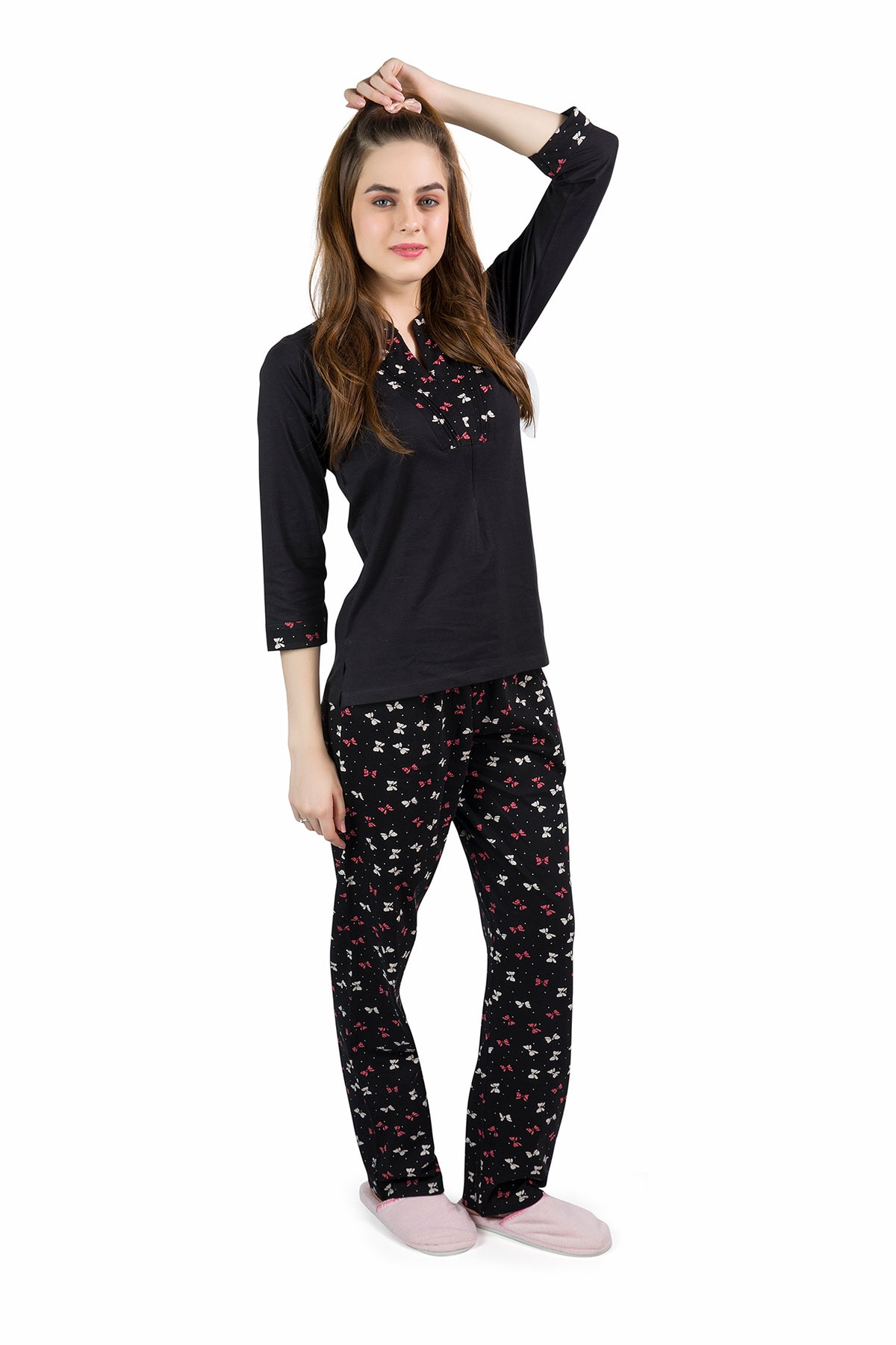 Black Cute Bows Pyjama Set