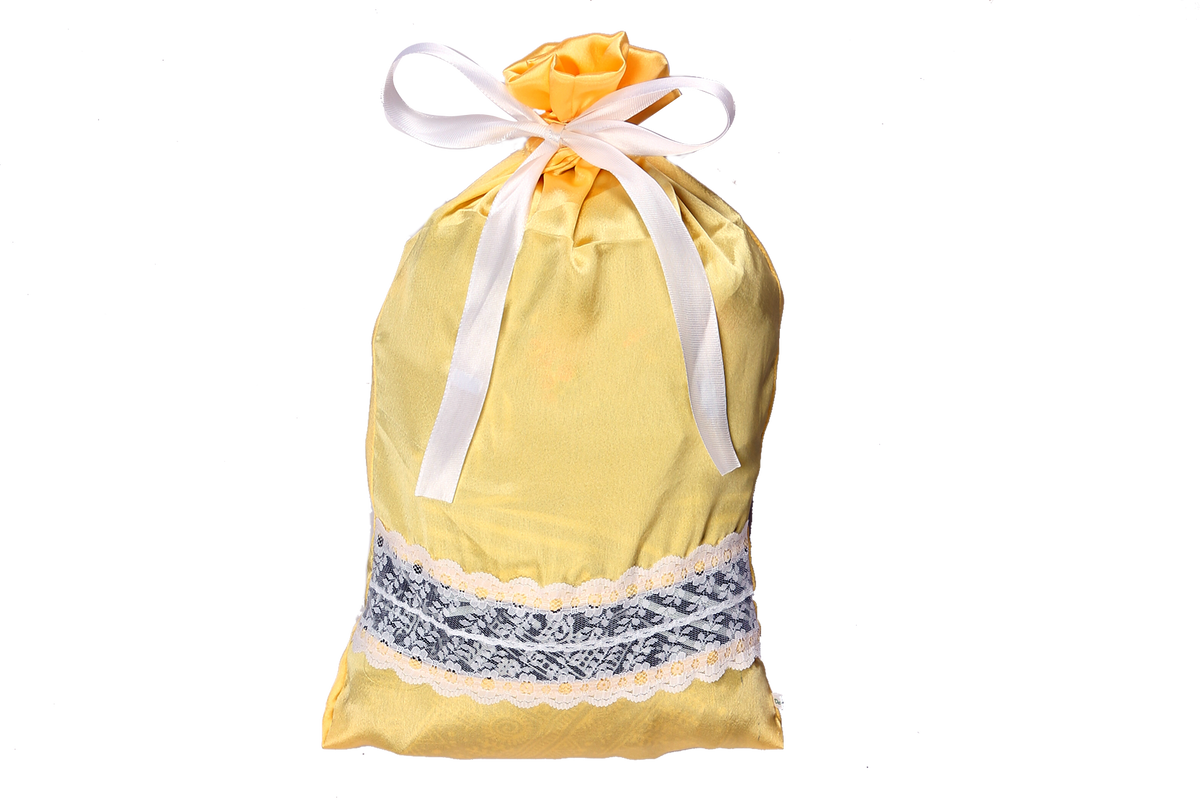 Luxury Satin with Lace Lingerie Bag (Sunflower Yellow )