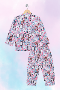 Blue Pyjama Set With Snowman /  Nightsuit / Nightwear / Sleepwear / Loungewear for kids, girls & boys