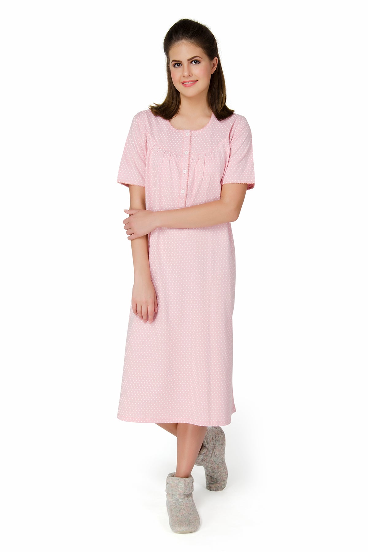 Peach Polka Dots Nightdress