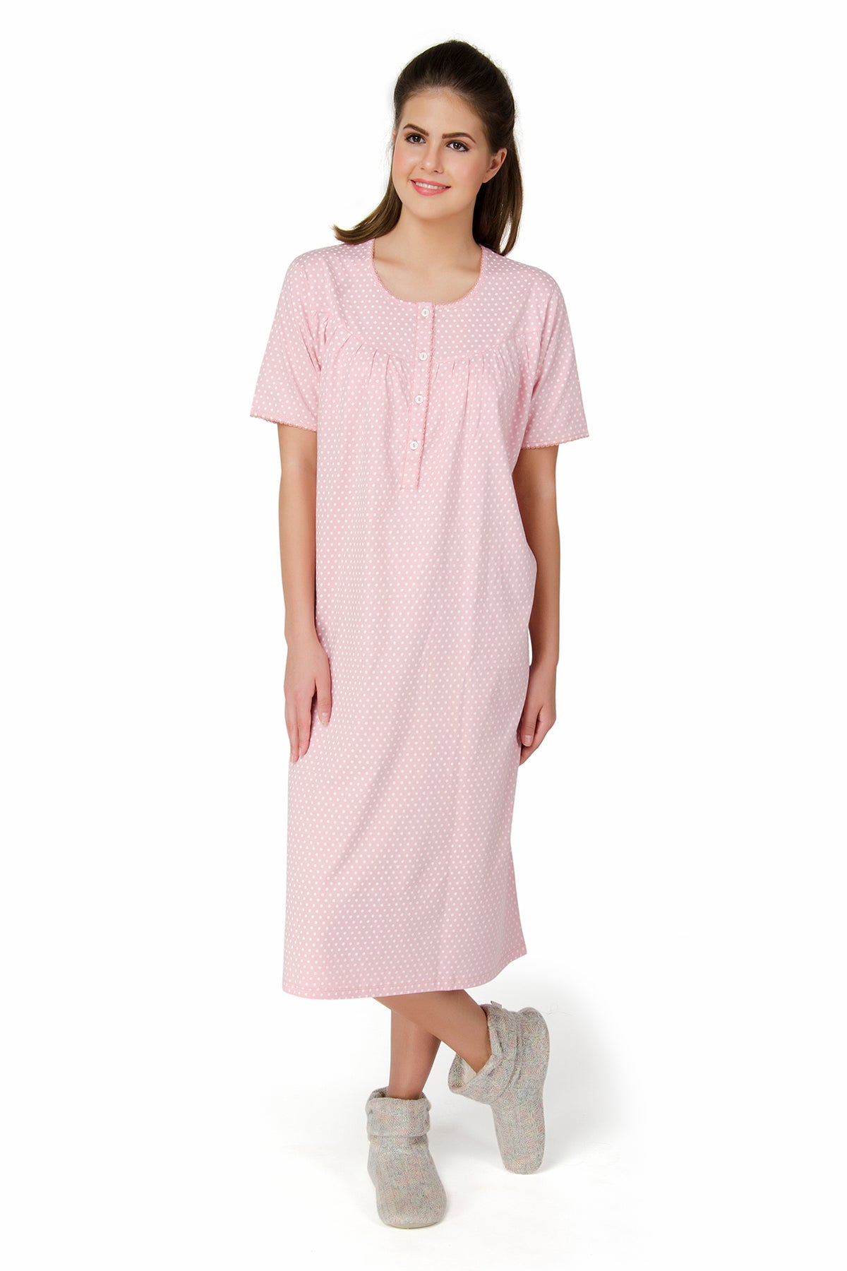 Peach Polka Dots Nightdress