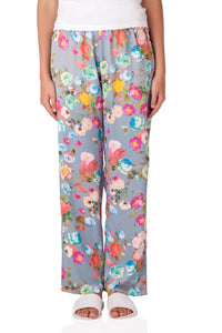 Blue Shadow Satin Floral  Pyjamas