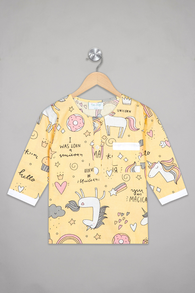 Yellow Unicorn Dreamscape Kurta Pyjama Set