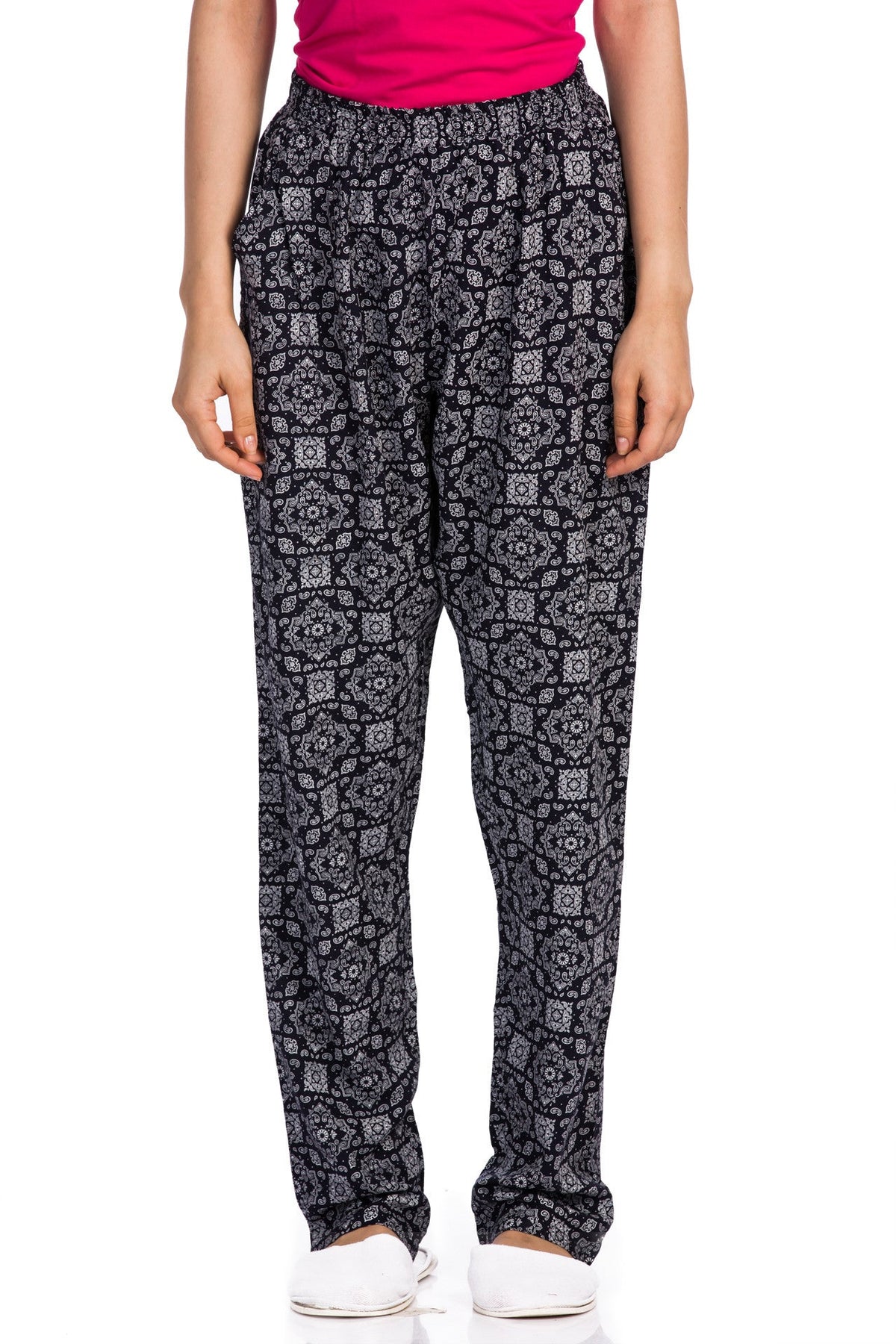Abstract Navy & White Cuff Pants - De - Nap.in - Nightwear