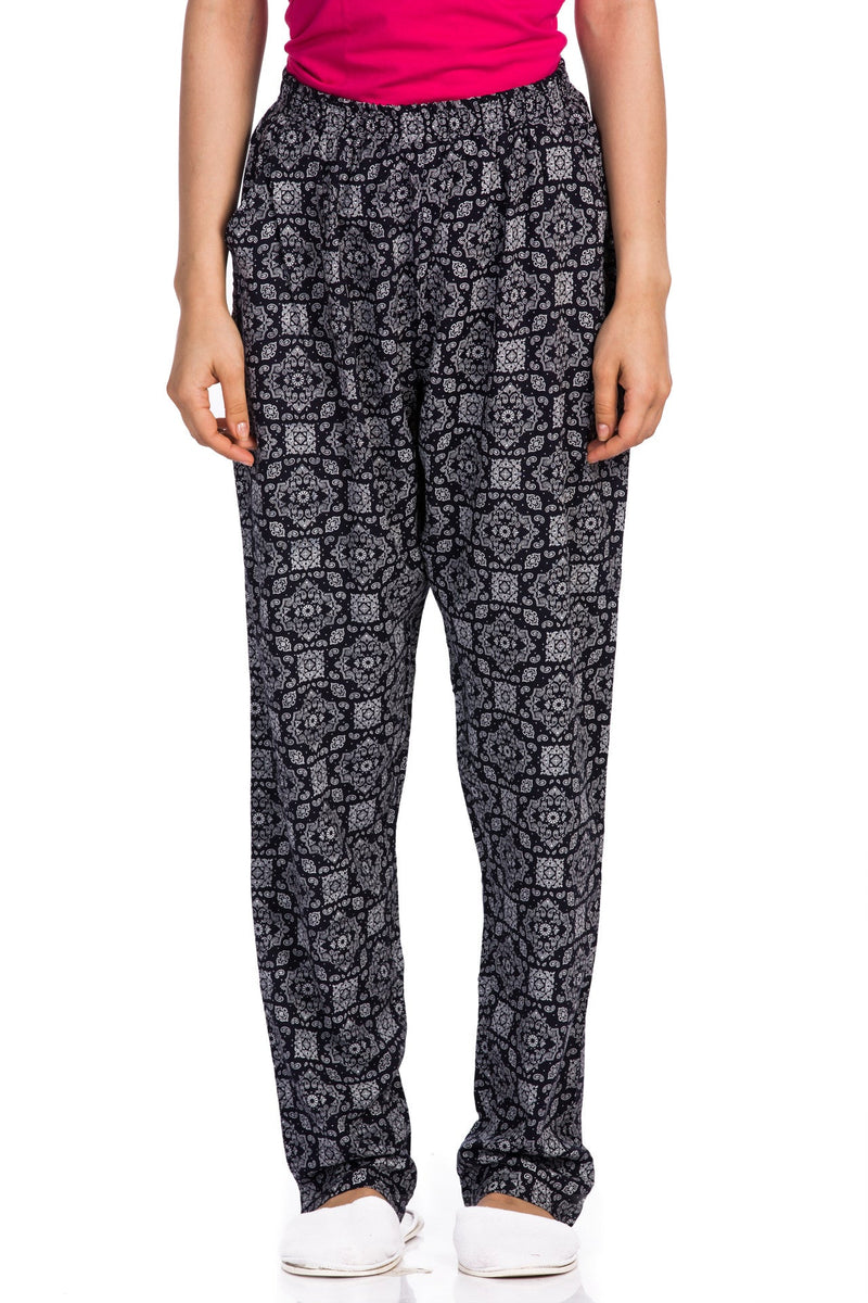 Abstract Navy & White Cuff Pants - De - Nap.in - Nightwear