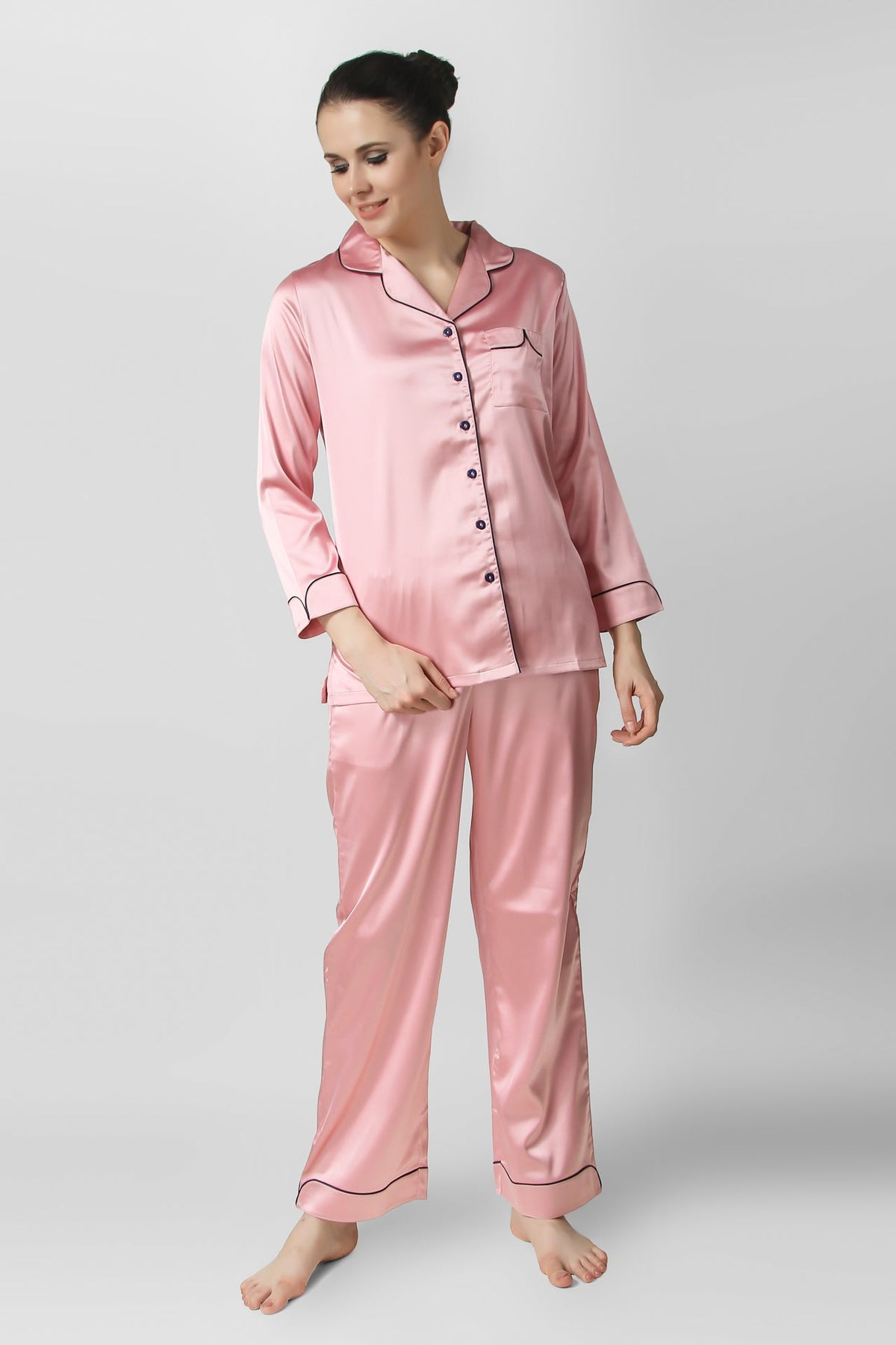 Barely Blush Satin PJ Set - De - Nap.in - Nightwear