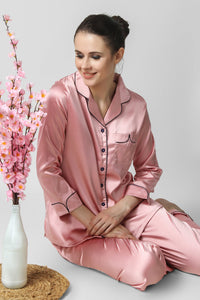 Barely Blush Satin PJ Set - De - Nap.in - Nightwear