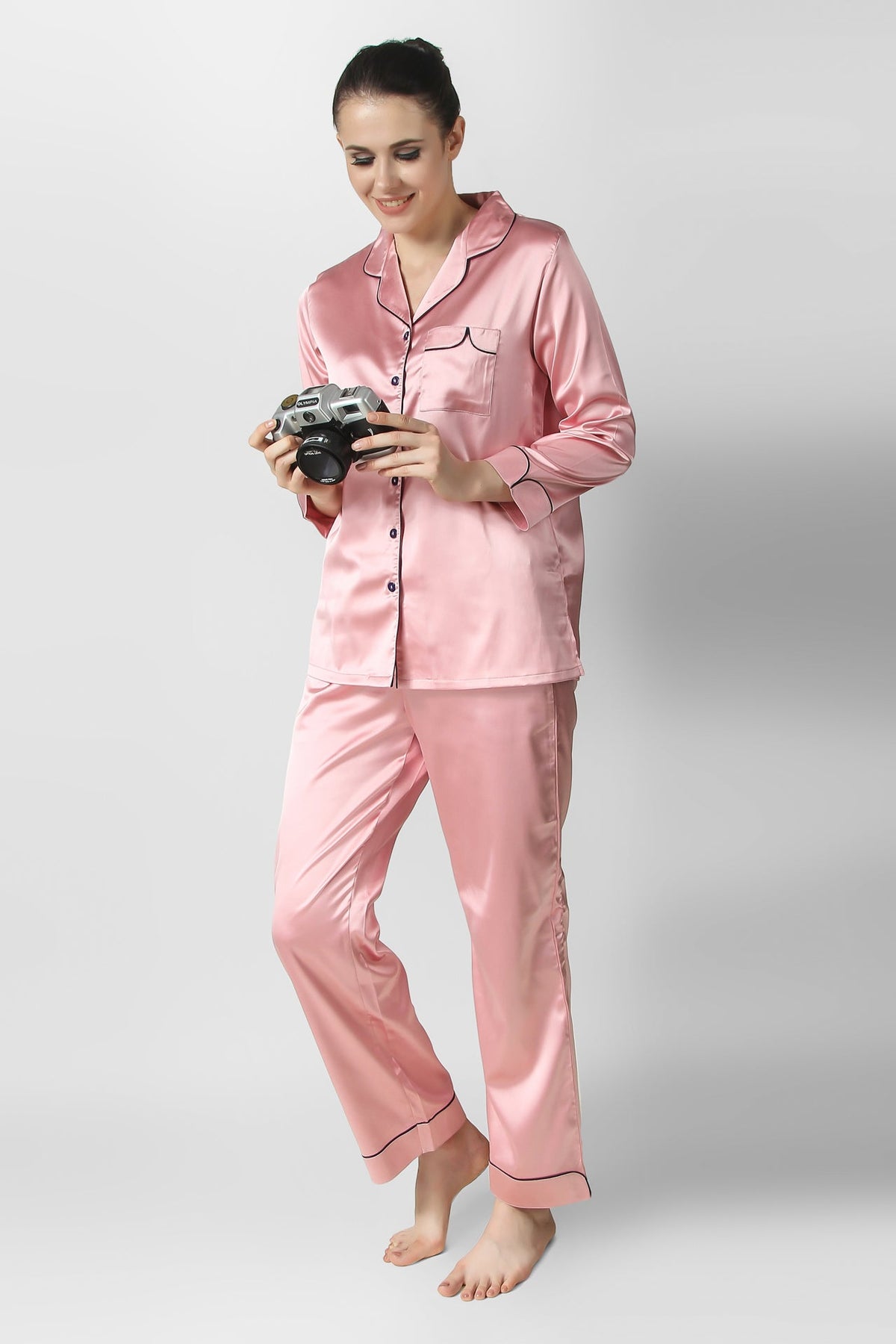 Barely Blush Satin PJ Set - De - Nap.in - Nightwear