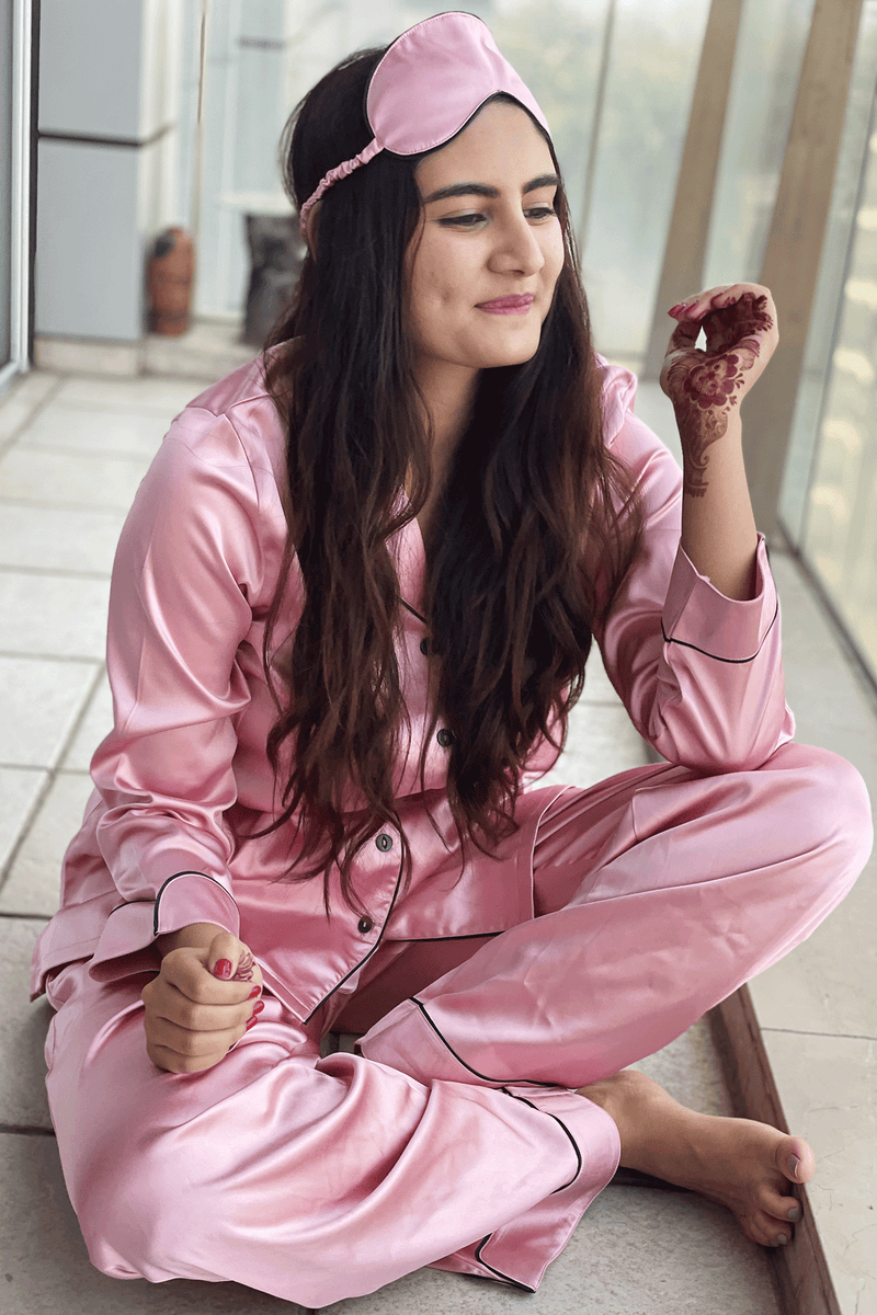 Barely Blush Satin PJ Set - De - Nap.in - Nightwear