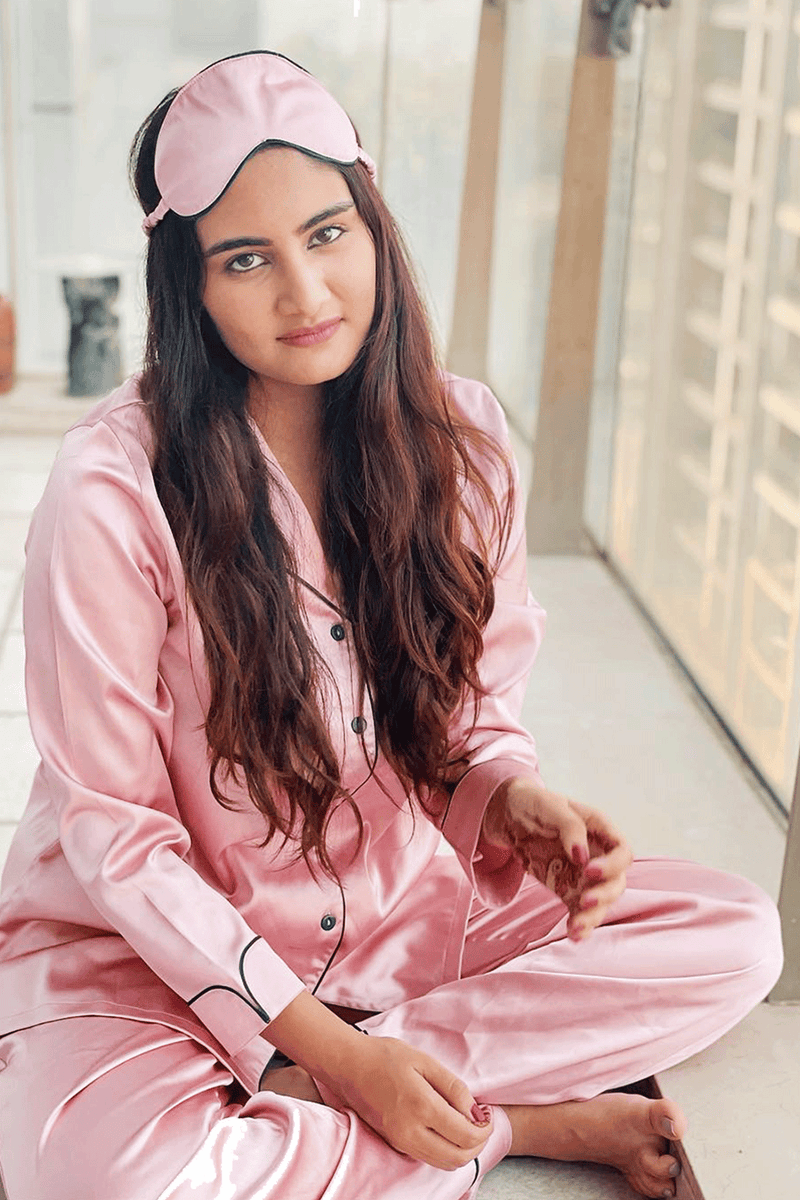 Barely Blush Satin PJ Set - De - Nap.in - Nightwear