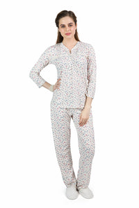 Beige Tiny Floral Pyjama Set - De - Nap.in - Nightwear