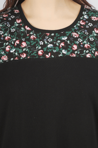 Black Floral Whispers Short Nighty - De - Nap.in - Nightwear