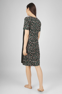 Black Floral Whispers Short Nighty - De - Nap.in - Nightwear