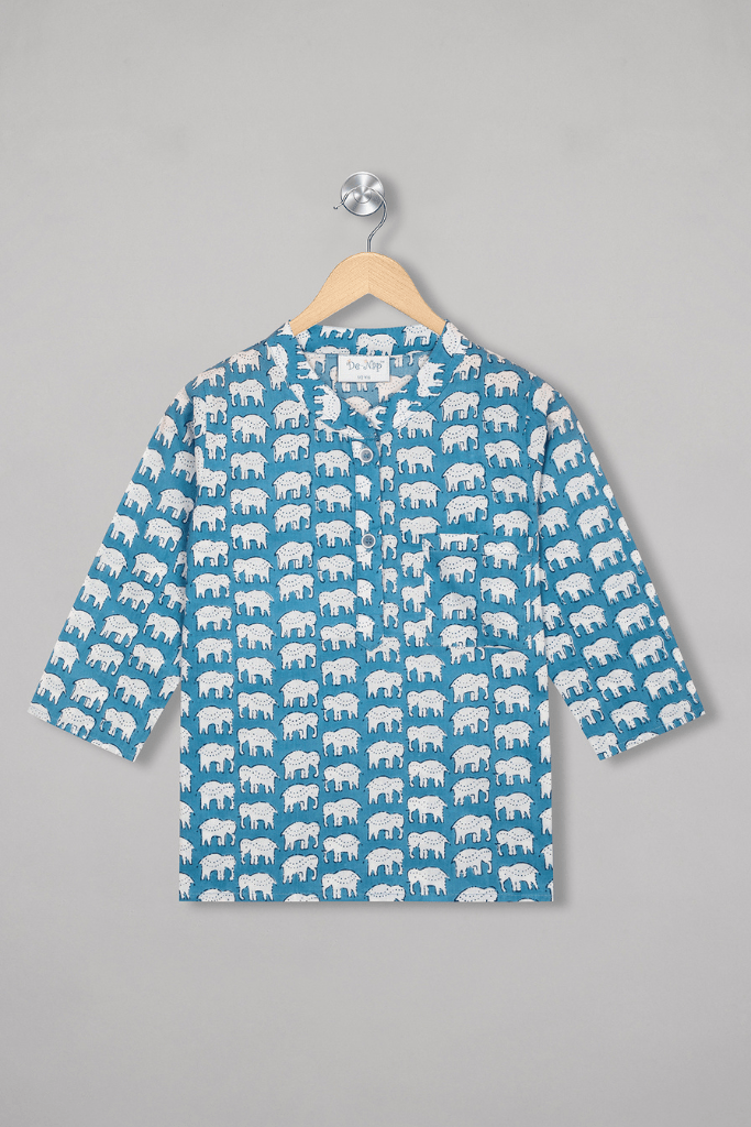 Blue Elephant Oasis Kurta Pyjama Set - De - Nap.in - Nightwear